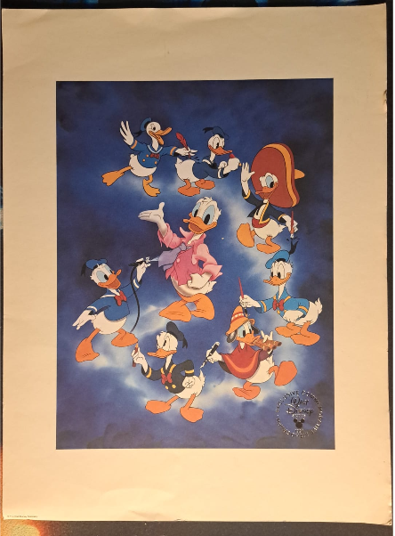 Vintage Disney Lithograph Set 1994 – Donald Duck Familie & Aladdin met Genie